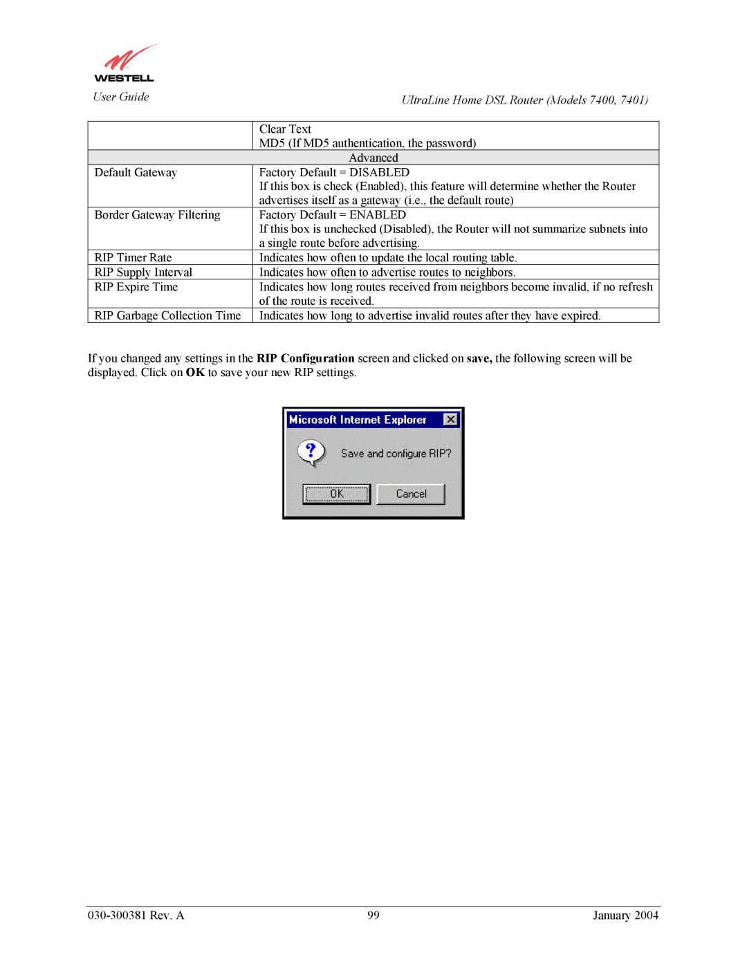 Westell Technologies 7400, 7401 manual 