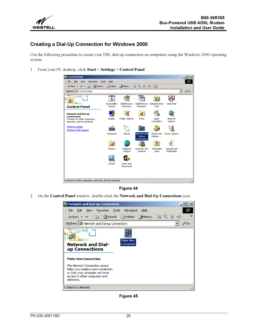 Westell Technologies B90-36R305 manual Creating a Dial-Up Connection for Windows 