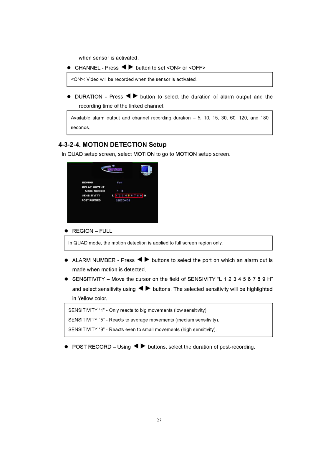 Western Digital 4CH TRIPLEX specifications Motion Detection Setup 