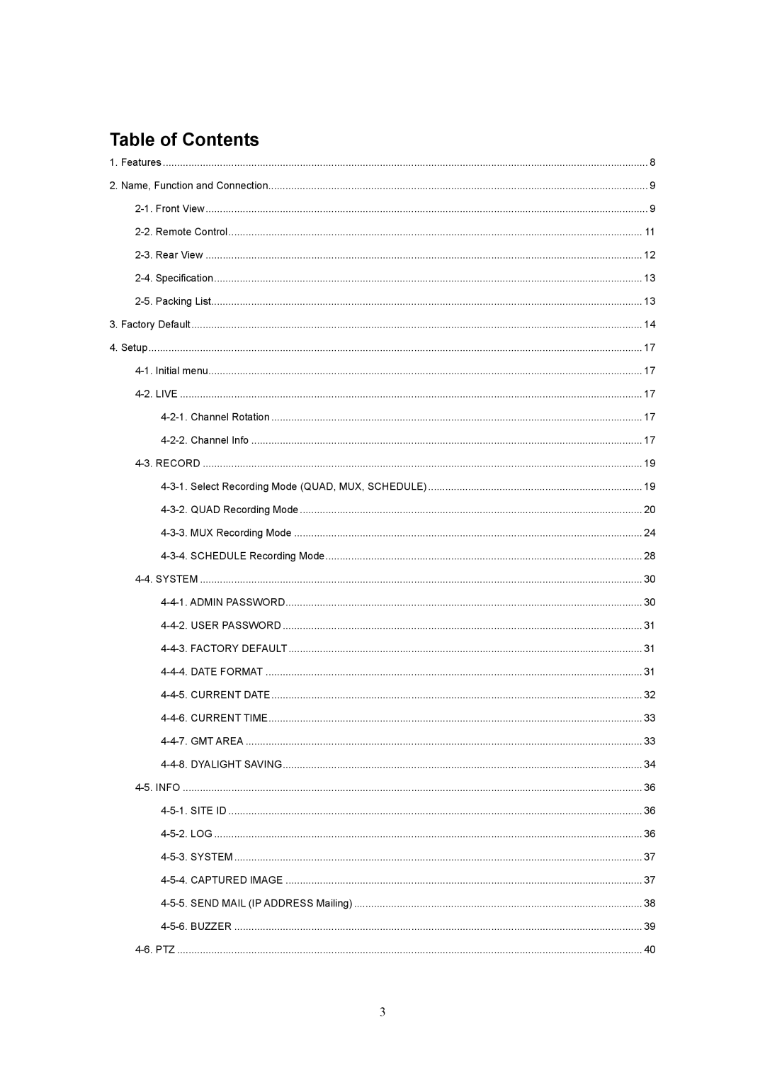 Western Digital 4CH TRIPLEX specifications Table of Contents 