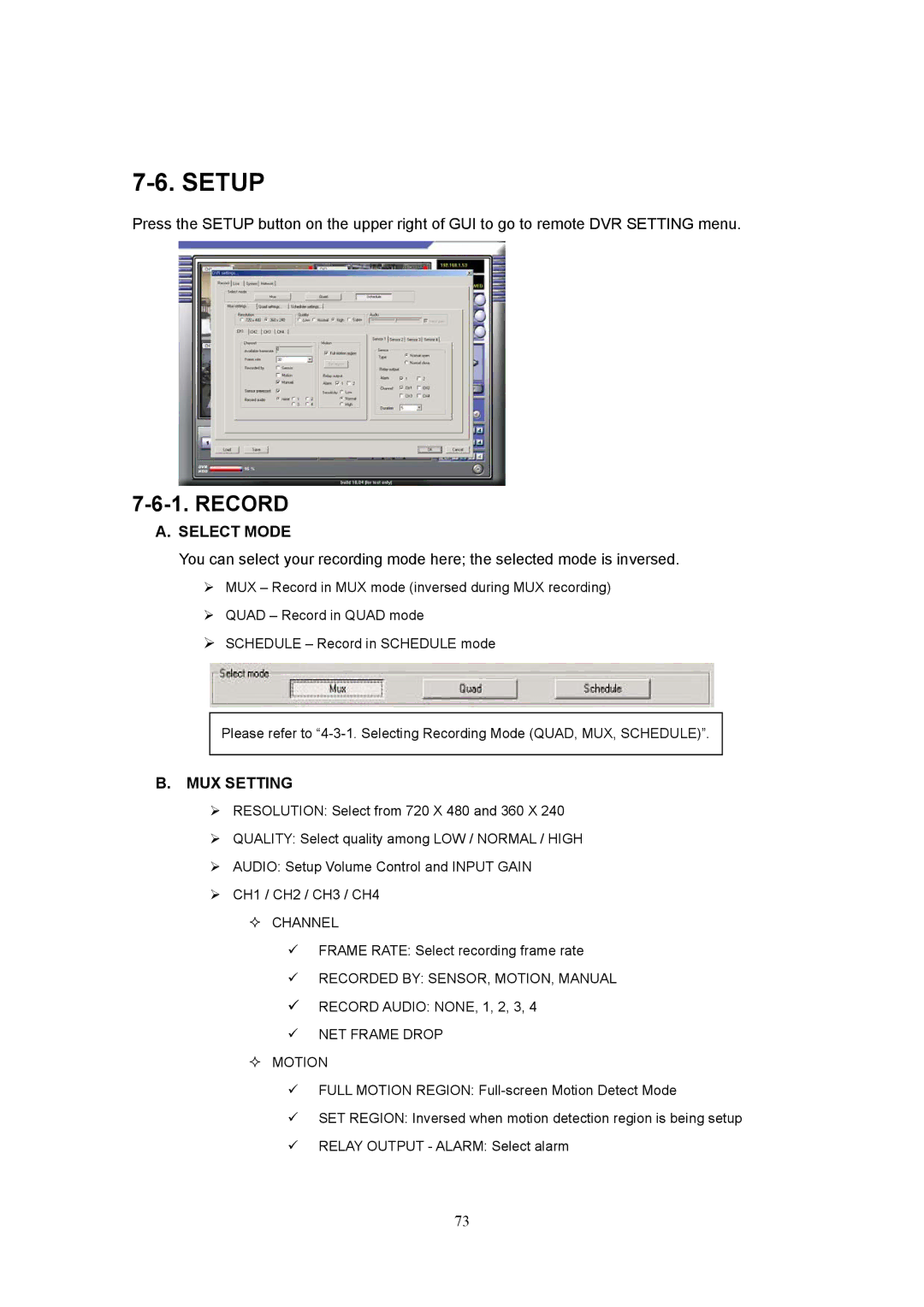 Western Digital 4CH TRIPLEX specifications Setup, Record 