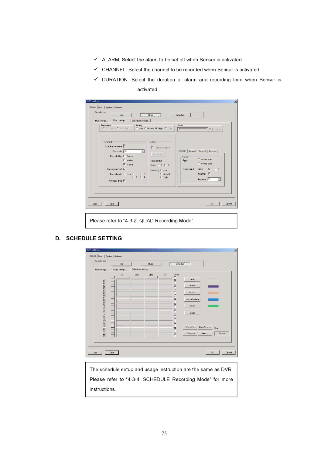 Western Digital 4CH TRIPLEX specifications Schedule Setting 