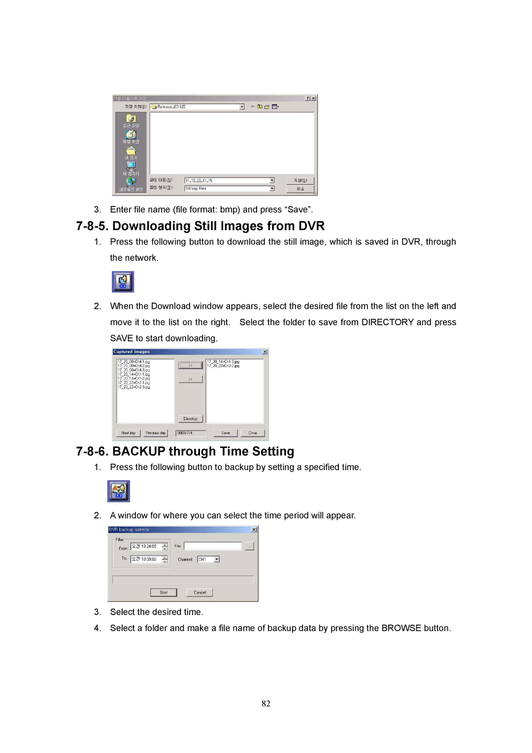 Western Digital 4CH TRIPLEX specifications Downloading Still Images from DVR, Backup through Time Setting 