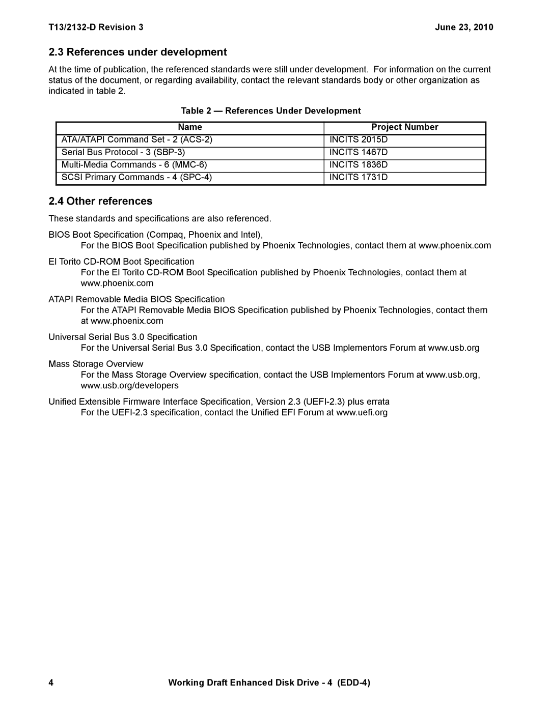 Western Digital T13/2132-D manual References under development, Other references 