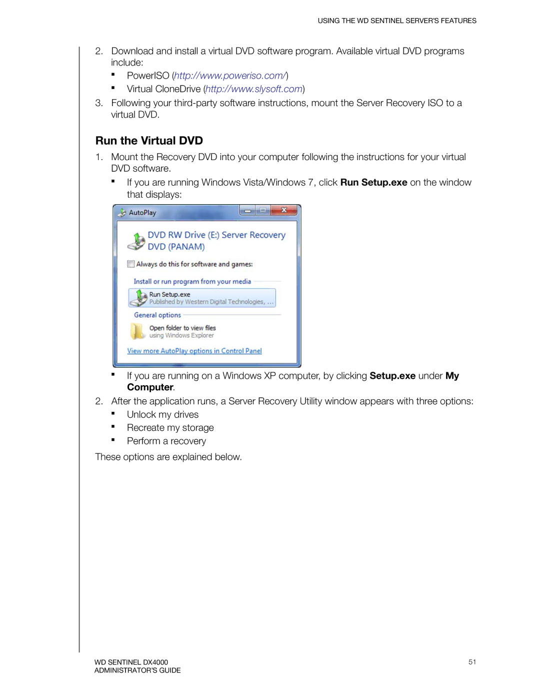 Western Digital WDBLGT0080KBK, WDBLGT0120KBK, WDBLGT0160KBK, WDBLGT0040KBK manual Run the Virtual DVD 