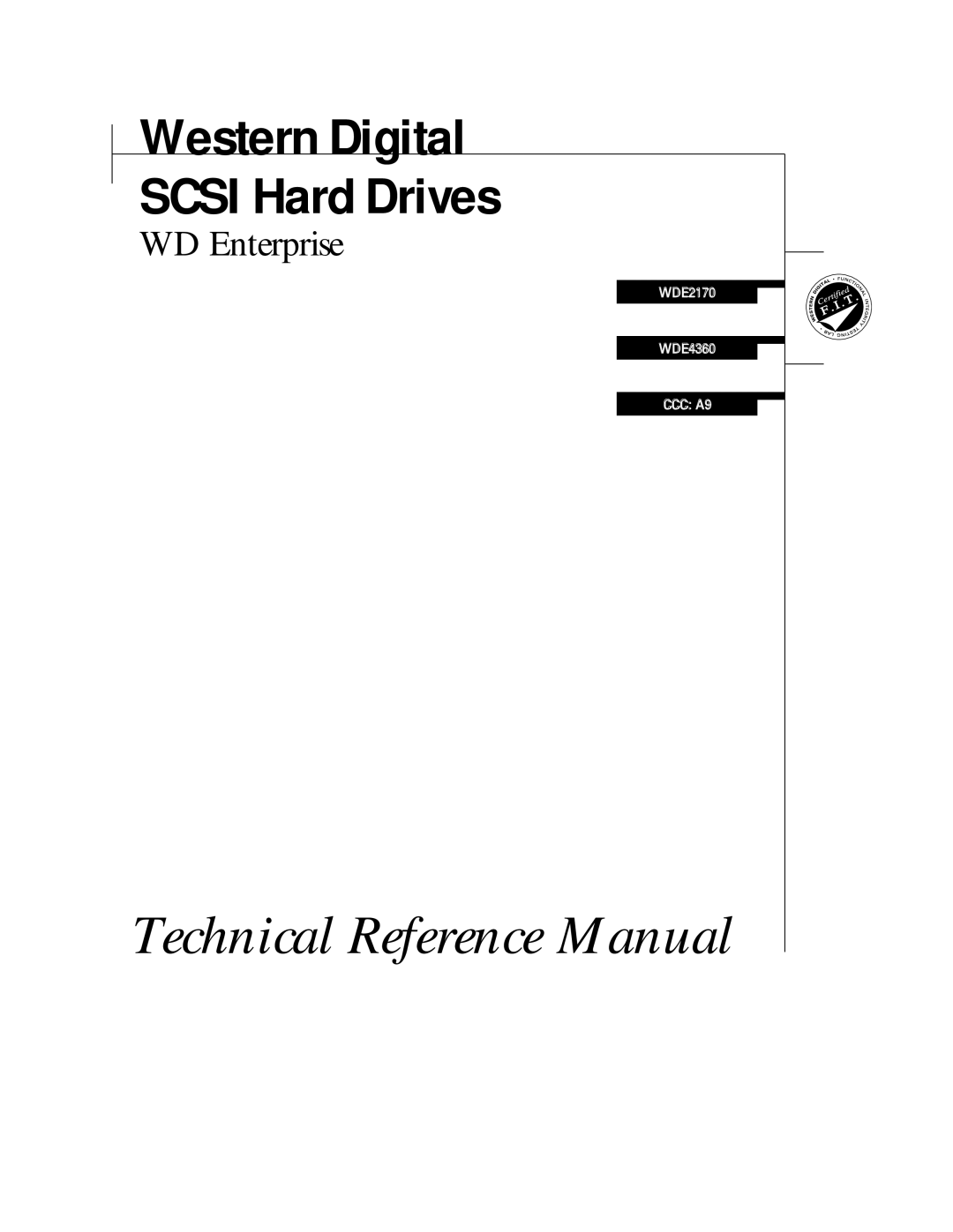 Western Digital WDE4360, WDE2170 manual Technical Reference Manual 