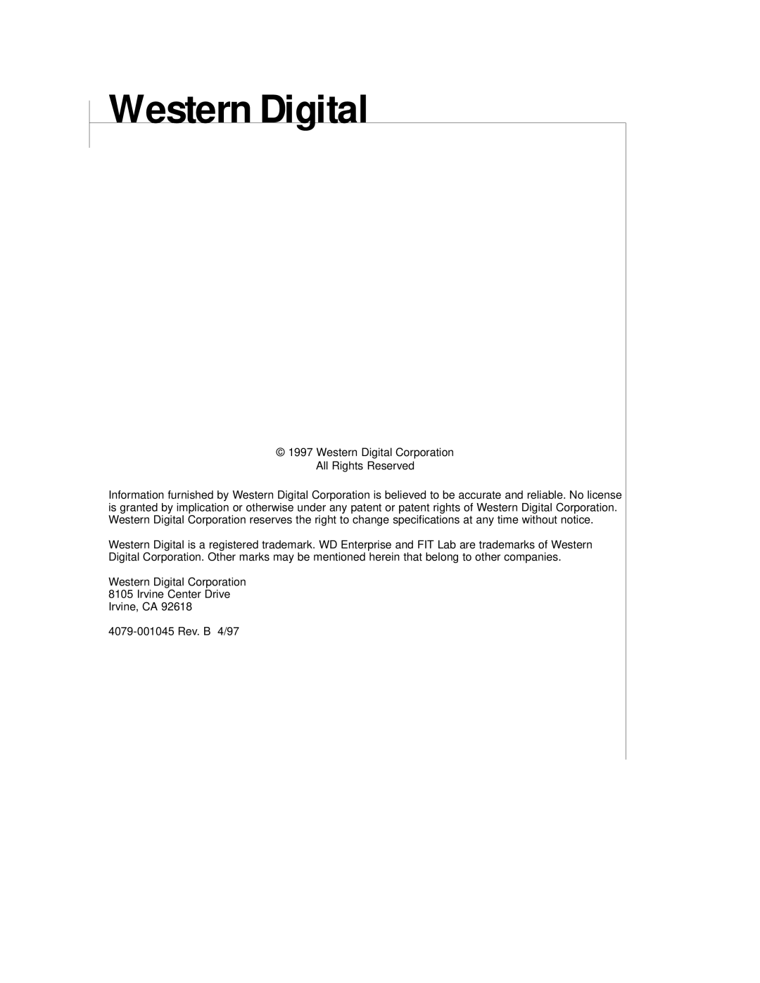 Western Digital WDE2170, WDE4360 manual Western Digital 