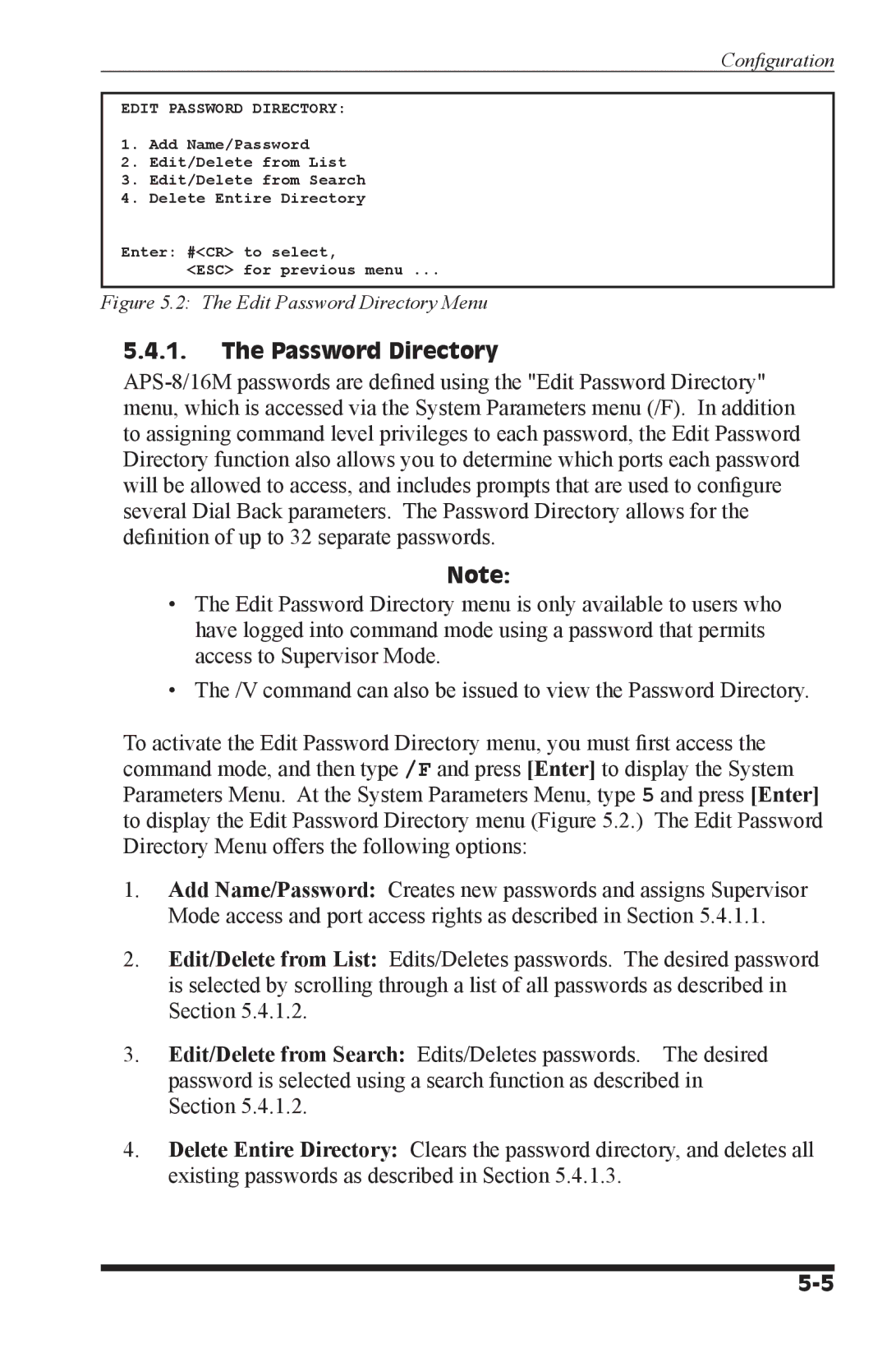 Western Telematic APS-16M, APS-8M manual Edit Password Directory 