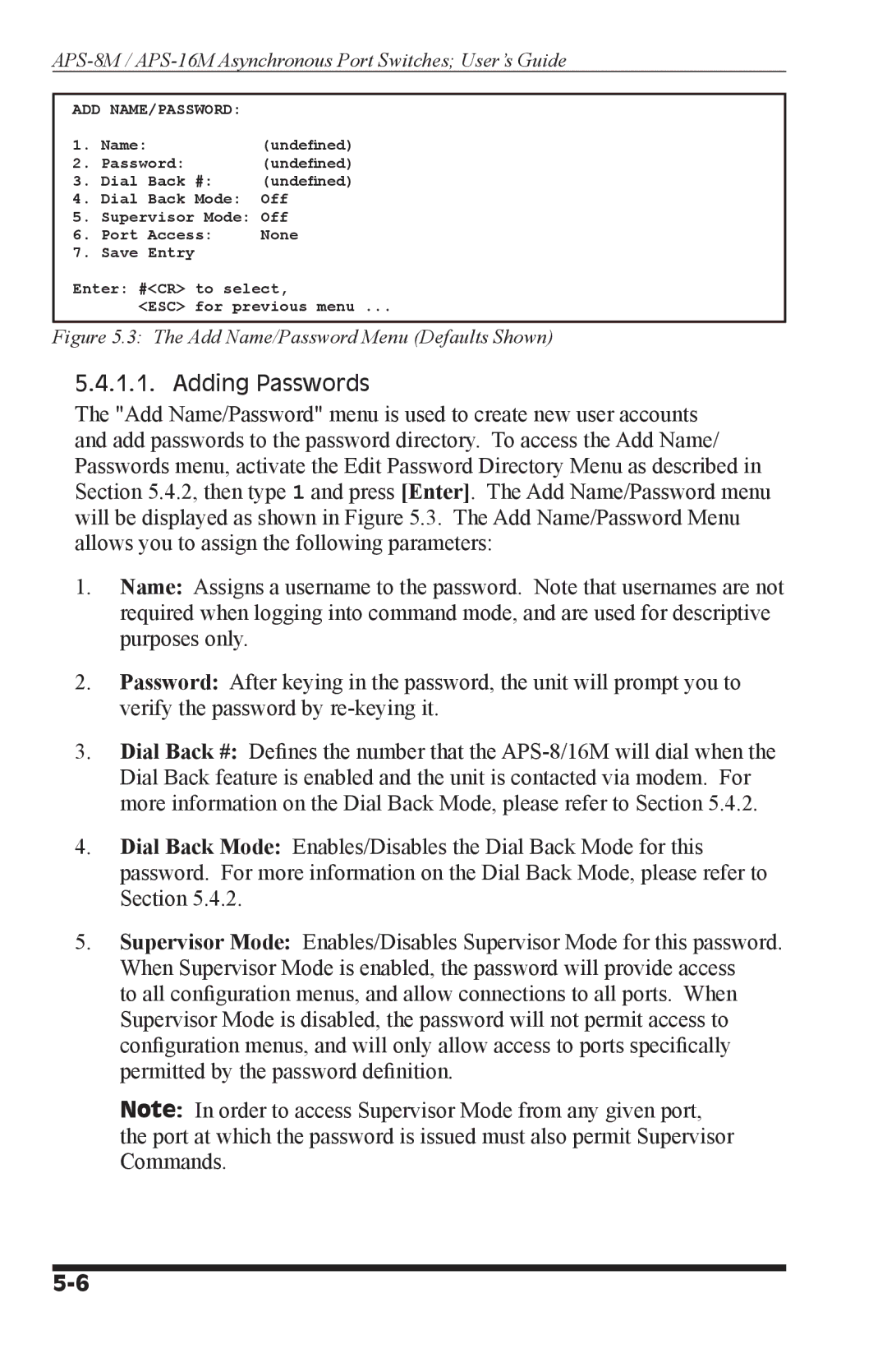 Western Telematic APS-8M, APS-16M manual Adding Passwords 