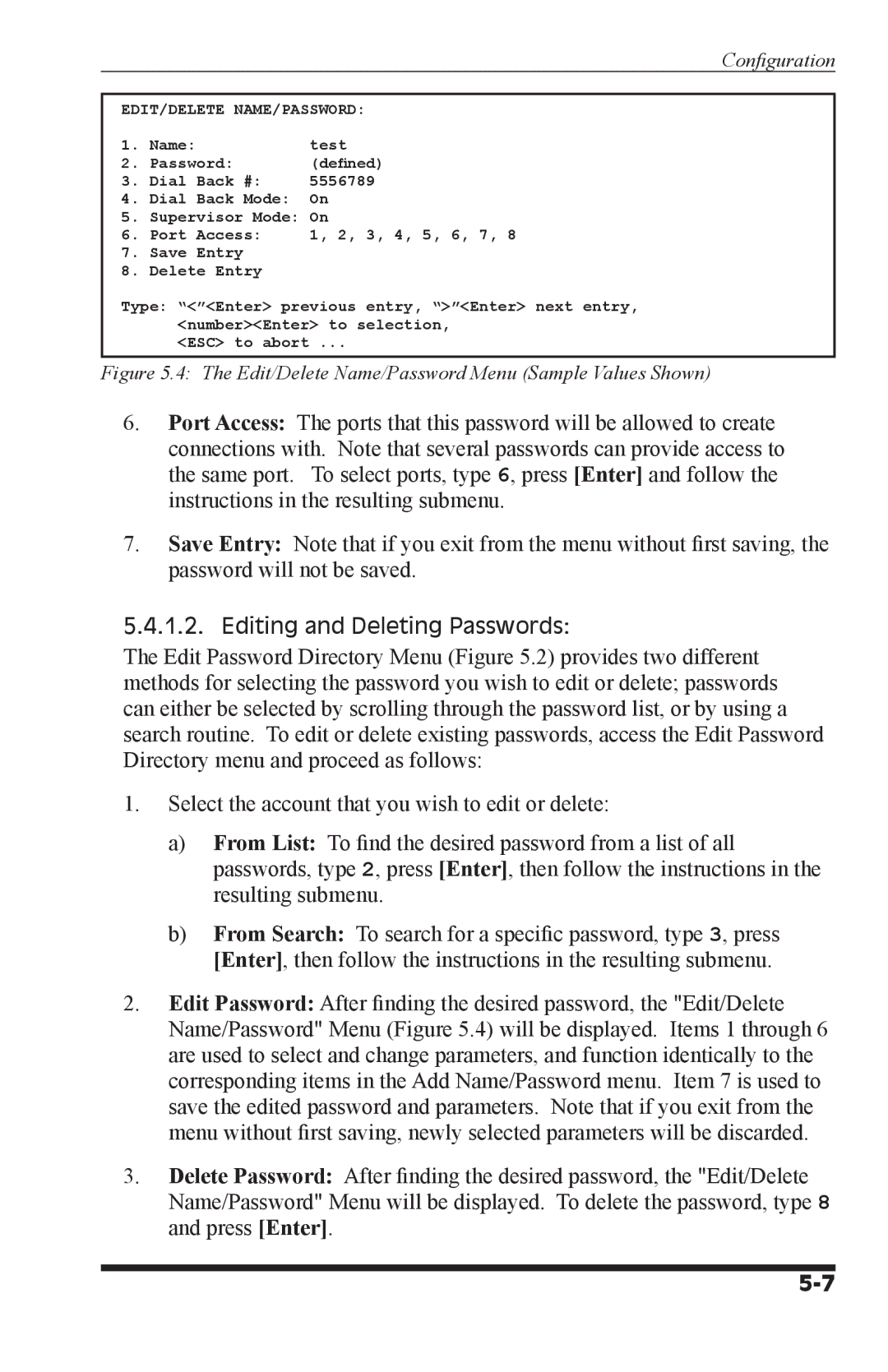 Western Telematic APS-16M, APS-8M manual Editing and Deleting Passwords 