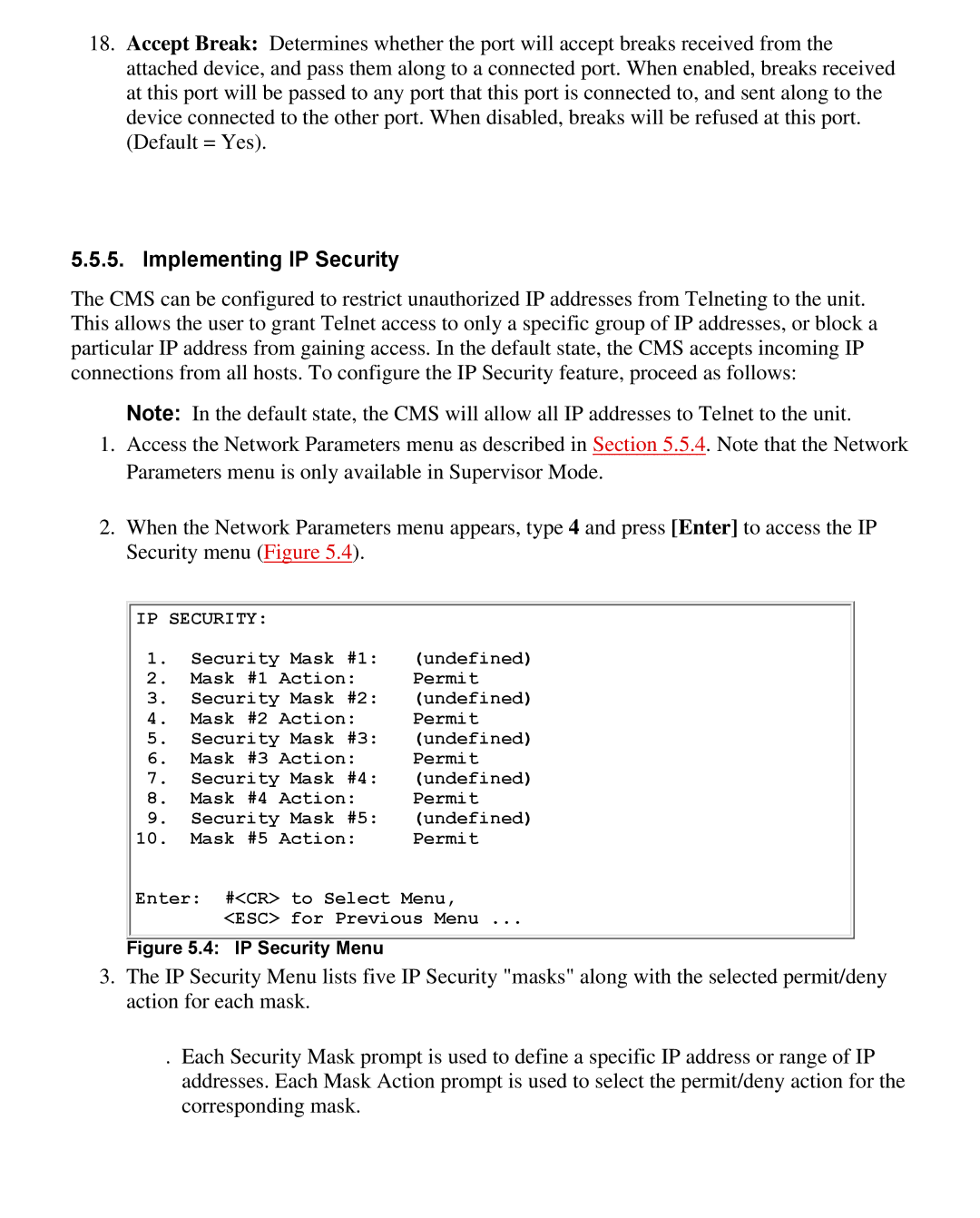 Western Telematic CMS-16 manual Implementing IP Security 