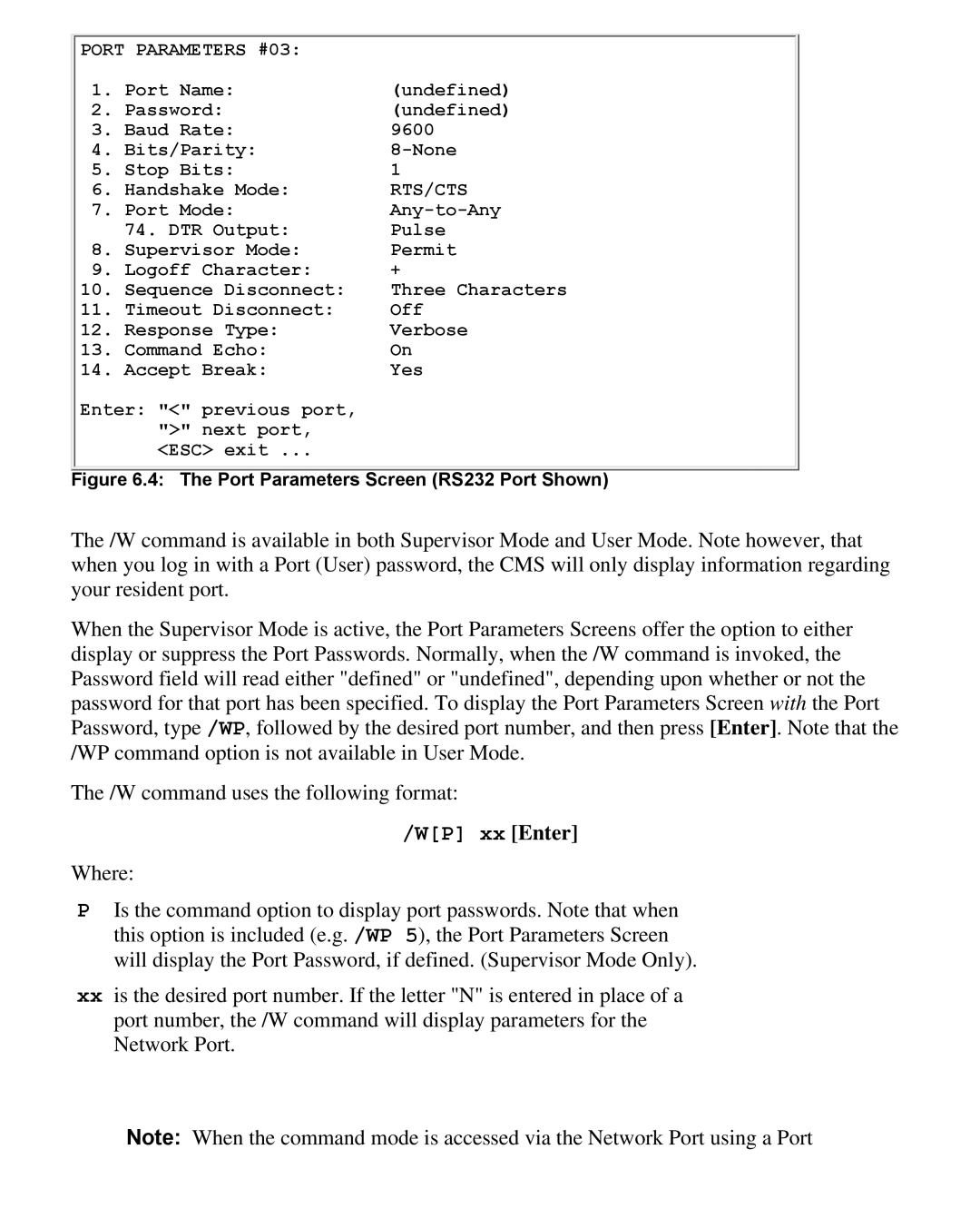 Western Telematic CMS-16 manual Port Parameters #03, Rts/Cts 