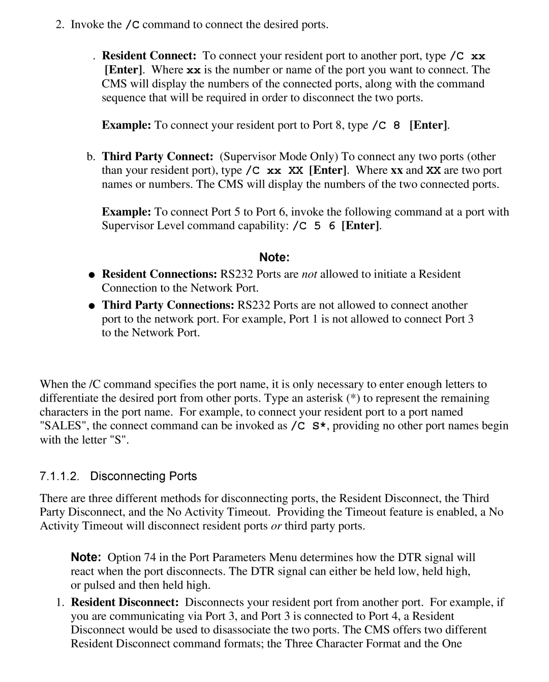 Western Telematic CMS-16 manual Disconnecting Ports 