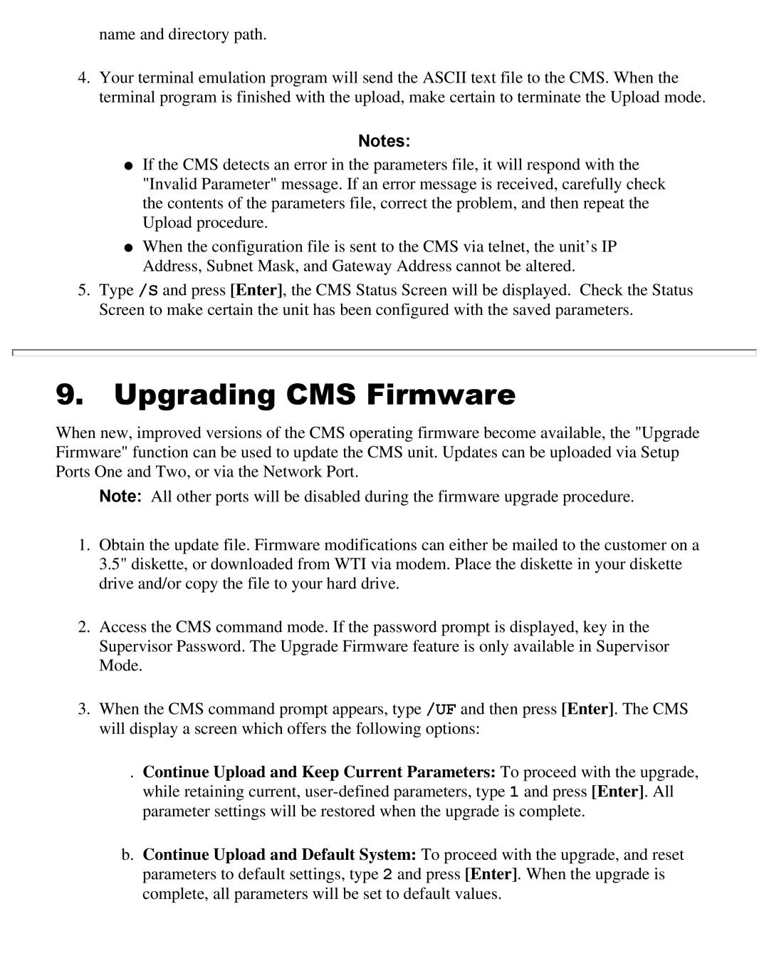 Western Telematic CMS-16 manual Upgrading CMS Firmware 