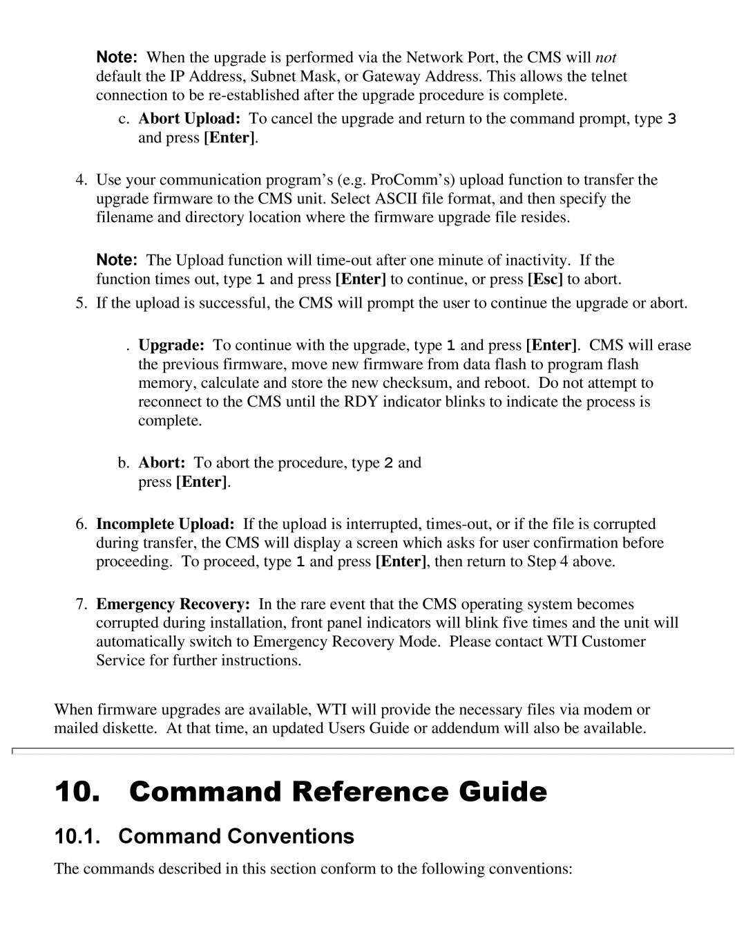 Western Telematic CMS-16 manual Command Reference Guide, Command Conventions 