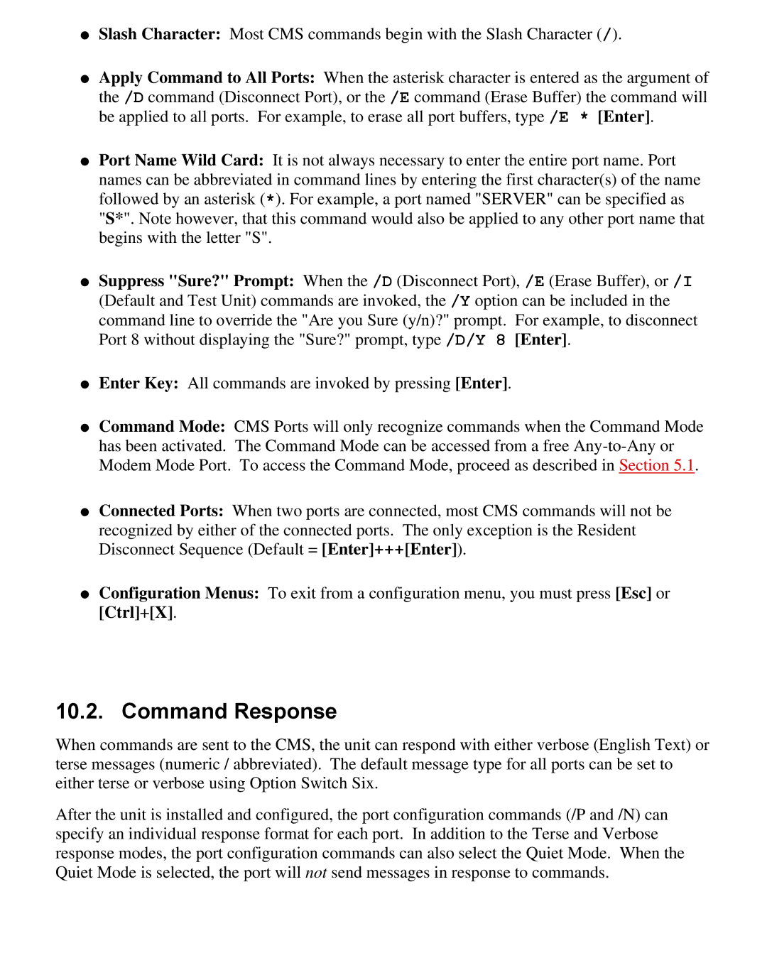 Western Telematic CMS-16 manual Command Response 