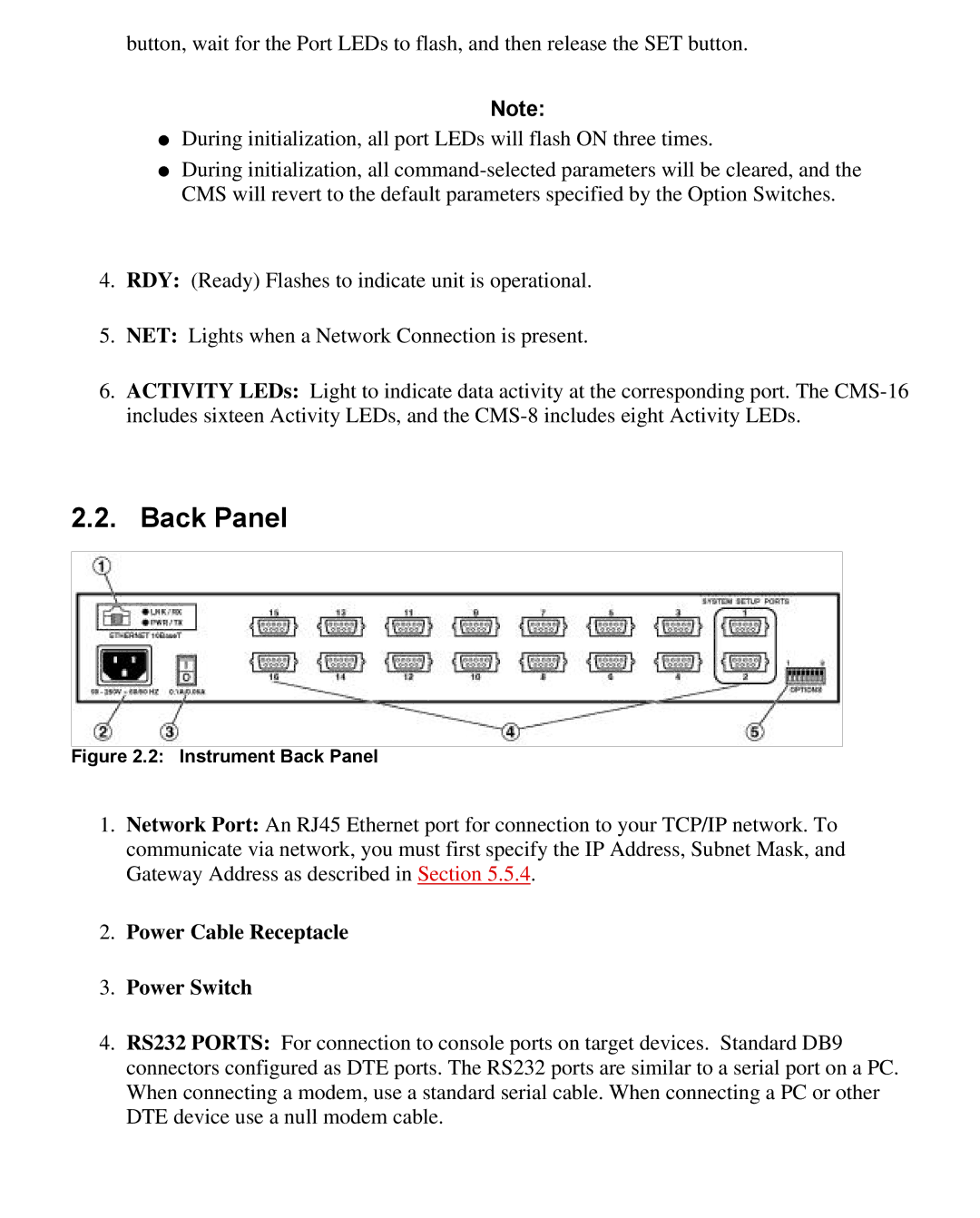 Western Telematic CMS-16 manual Back Panel, Power Cable Receptacle Power Switch 