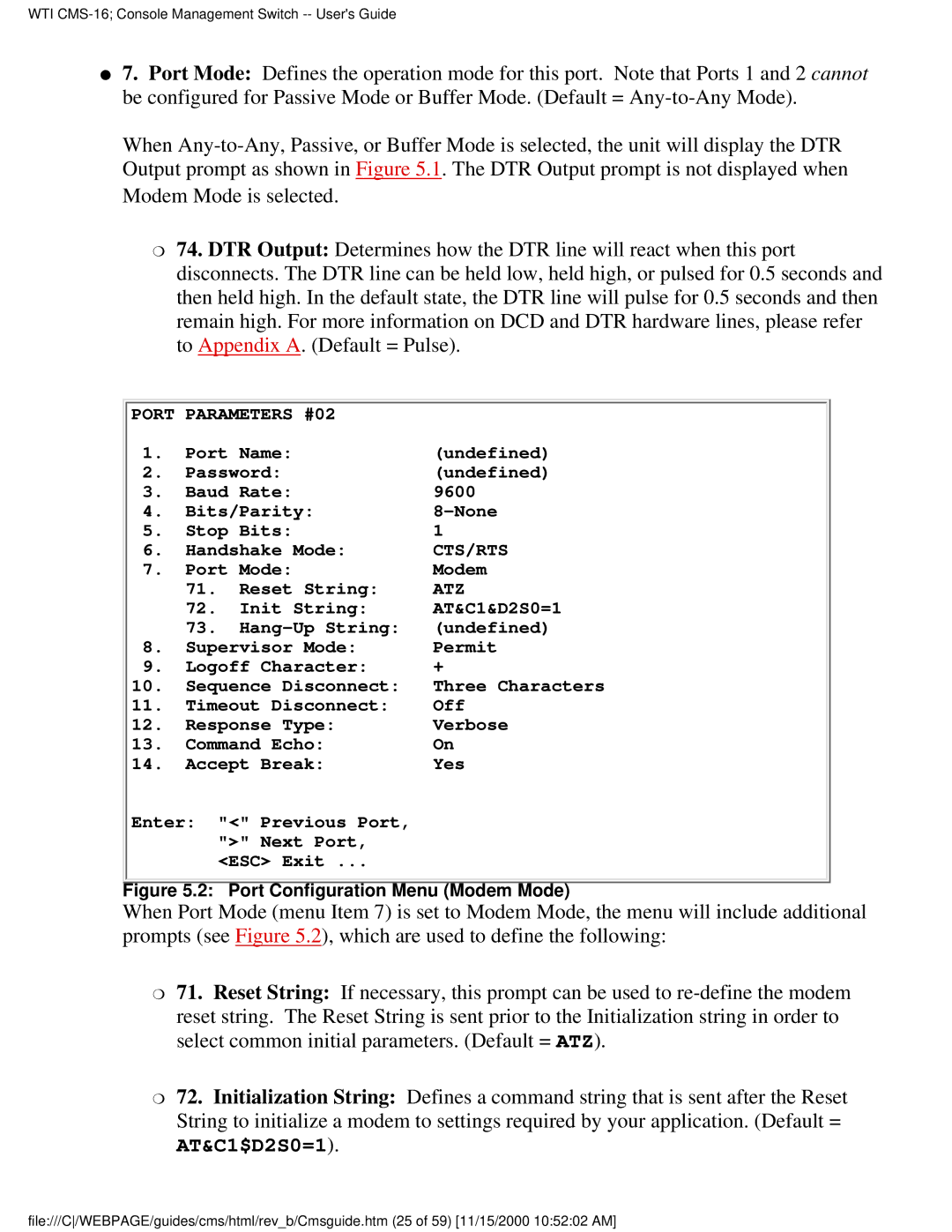 Western Telematic CMS-16 manual AT&C1$D2S0=1 