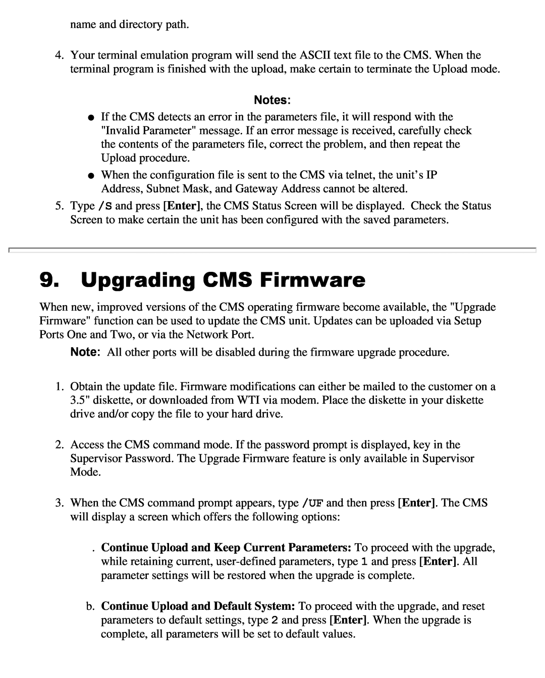 Western Telematic CMS-16 manual Upgrading CMS Firmware 
