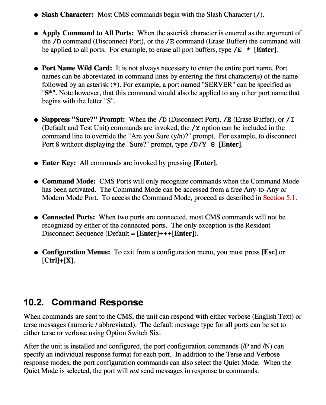 Western Telematic CMS-16 manual Command Response 
