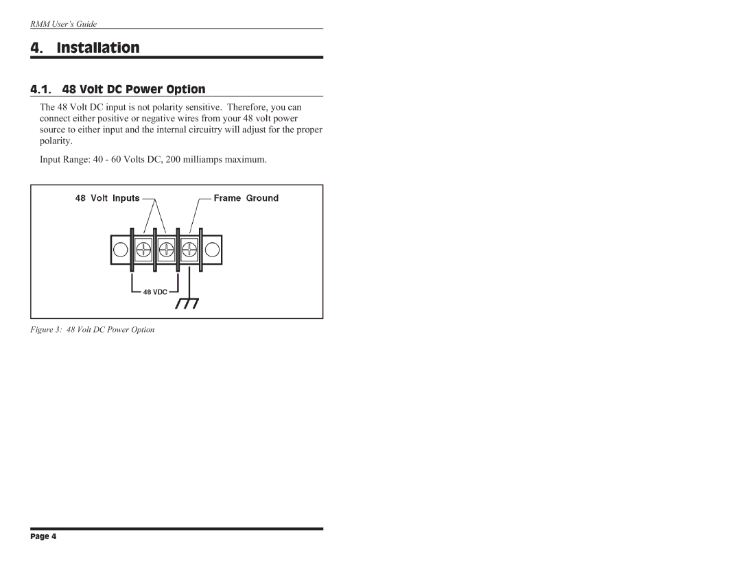 Western Telematic Data/FaxModem manual Installation, Volt DC Power Option 