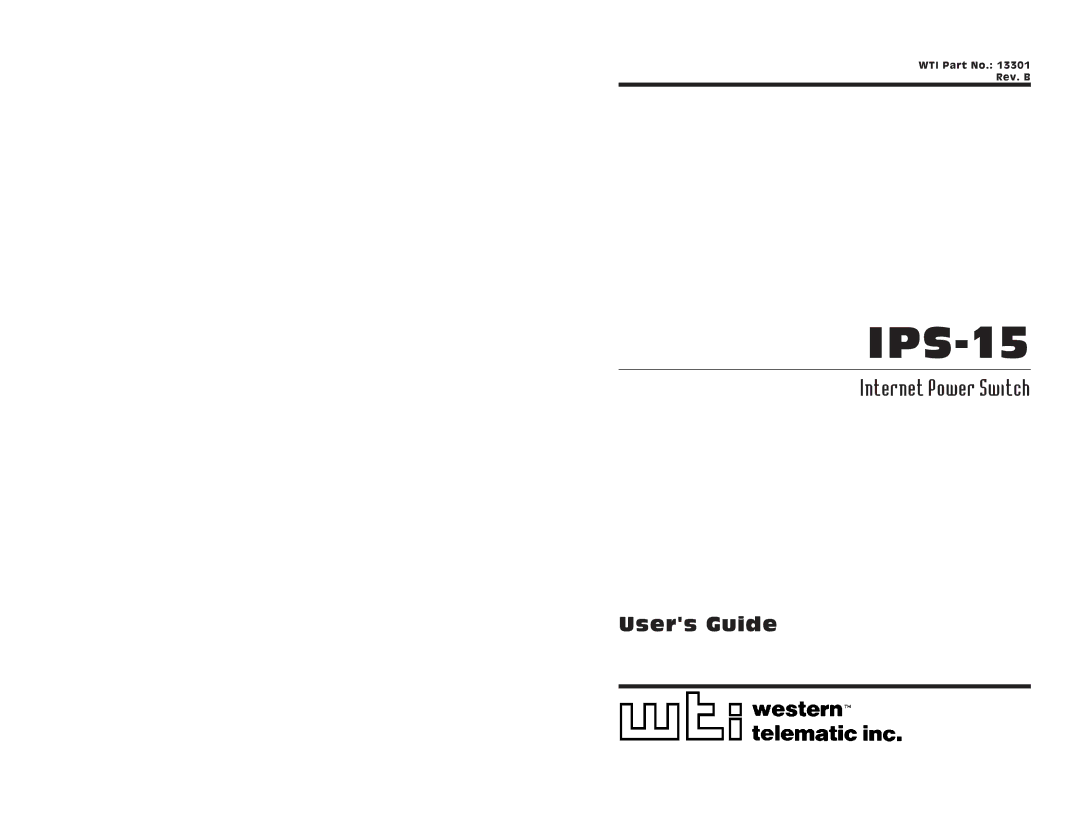 Western Telematic IPS-15 manual WTIPartNo.13301Rev.B 