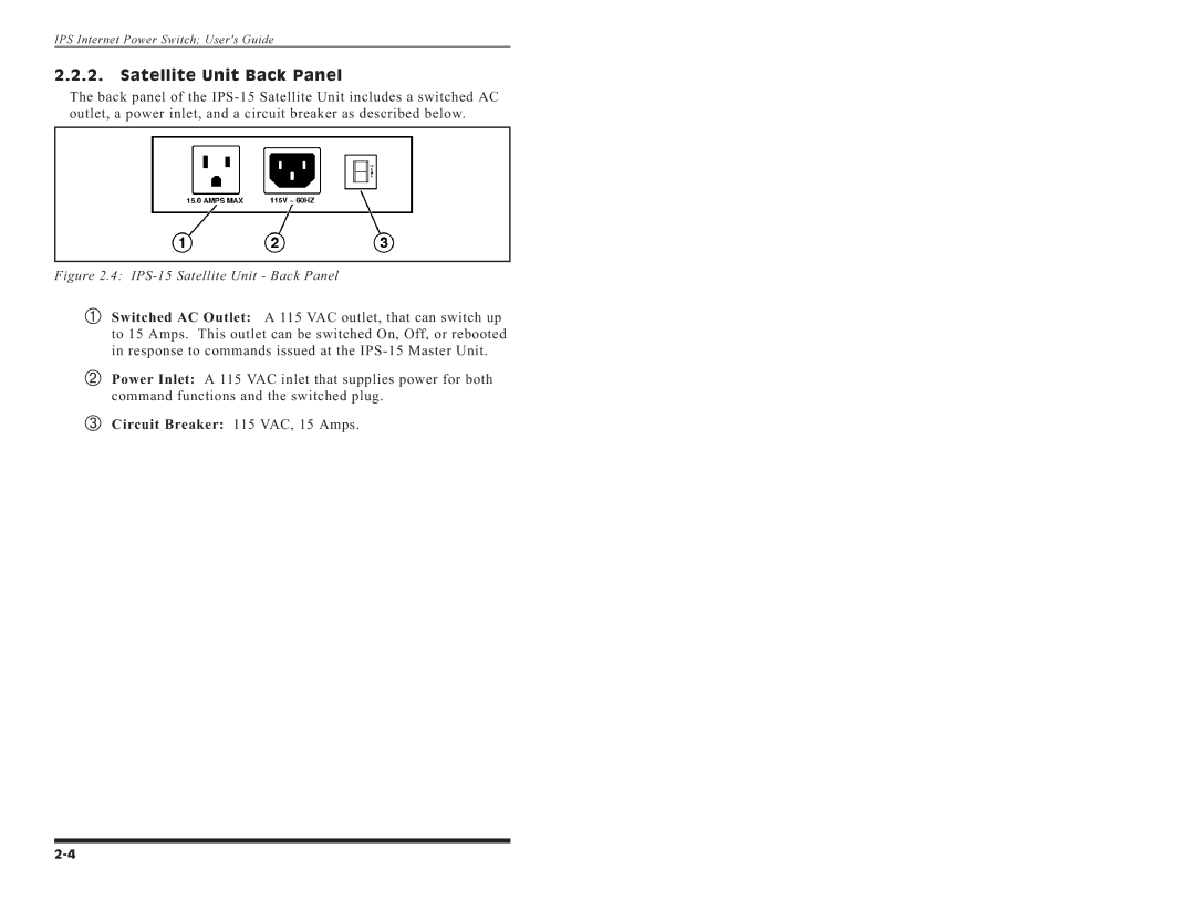 Western Telematic manual IPS-15 Satellite Unit Back Panel 