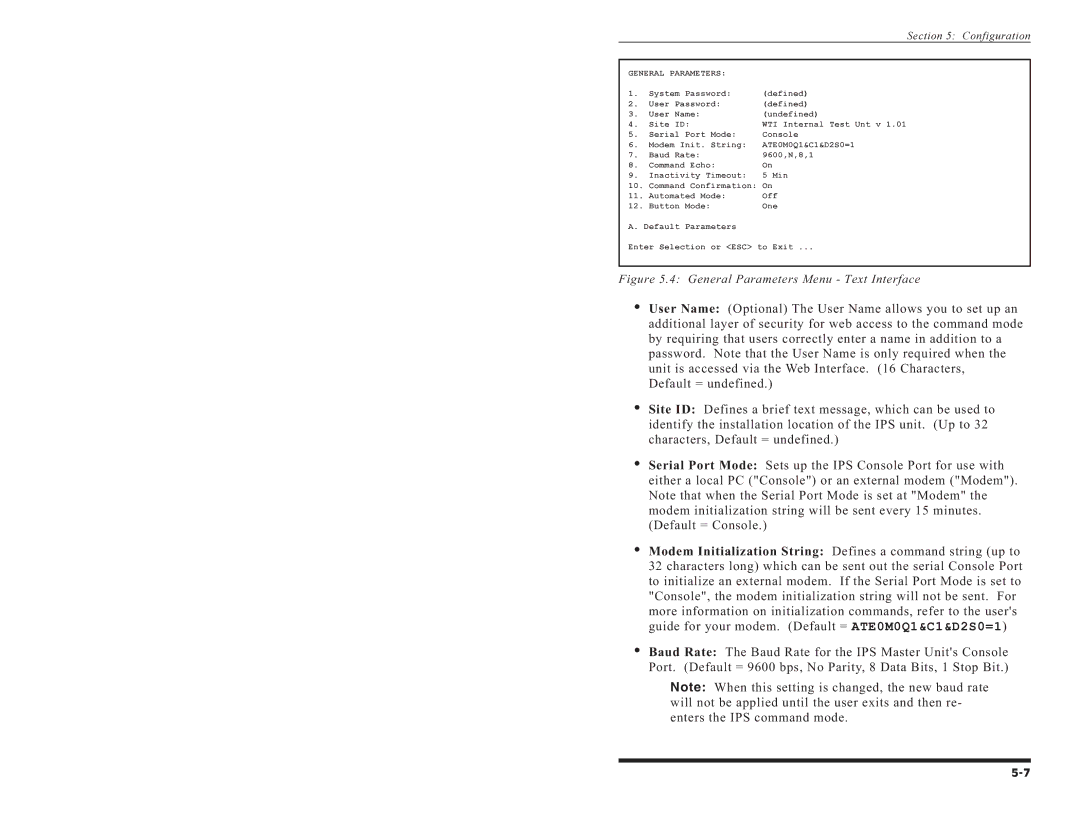 Western Telematic IPS-15 manual 9InactivityTimeout5. ConfirmationMin 