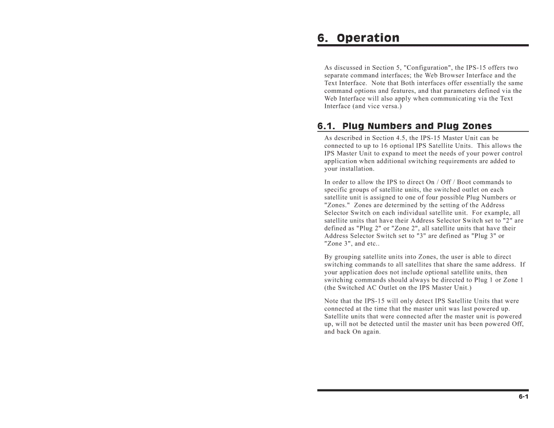 Western Telematic IPS-15 manual Operation, Plug Numbers and Plug Zones 