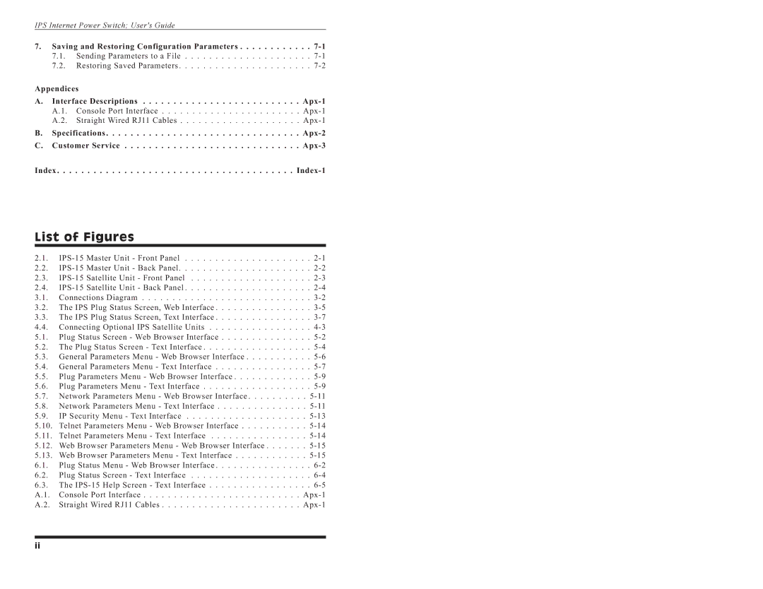 Western Telematic IPS-15 manual IPSInternetPowerSwitchUsersGuide, List of Figures 