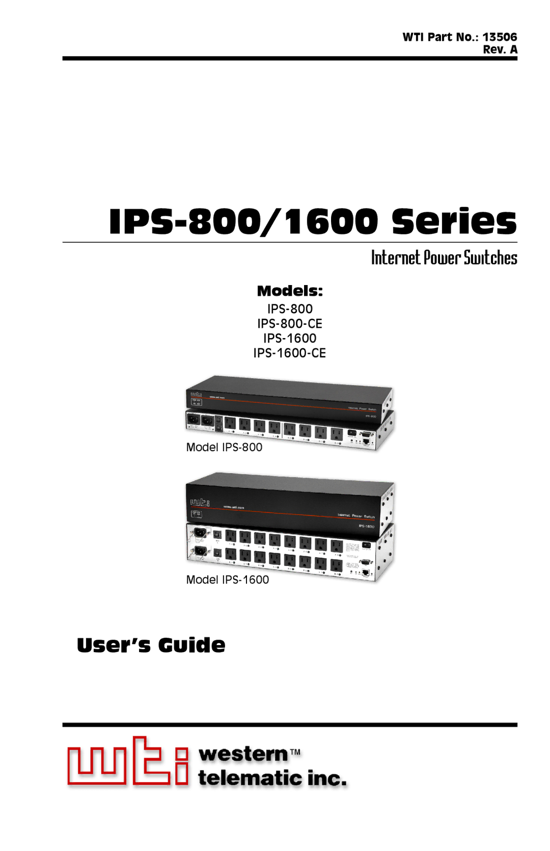 Western Telematic IPS-800, IPS-800-CE, IPS-1600, IPS-1600CE manual User’s Guide, Models 