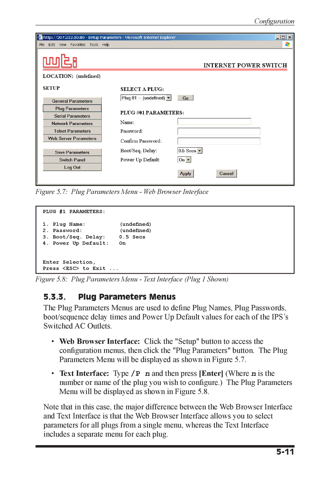 Western Telematic IPS-800CE-D16, IPS-1600CE-D16 manual Plug Parameters Menus, Plug #1 Parameters 