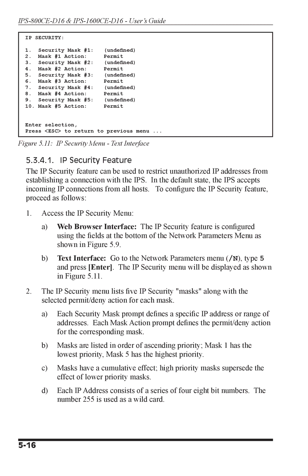 Western Telematic IPS-800CE-D16, IPS-1600CE-D16 manual IP Security Feature 