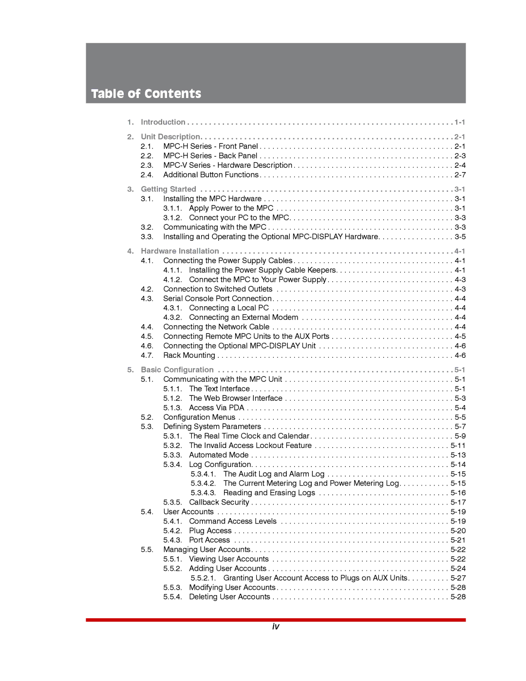 Western Telematic MPC-20VS16-3, MPC-20VD20-2, MPC-20VD20-1, MPC-20VS20-2, MPC-20V-1 MPC-8H-2, MPC-20VD16-3 Table of Contents 