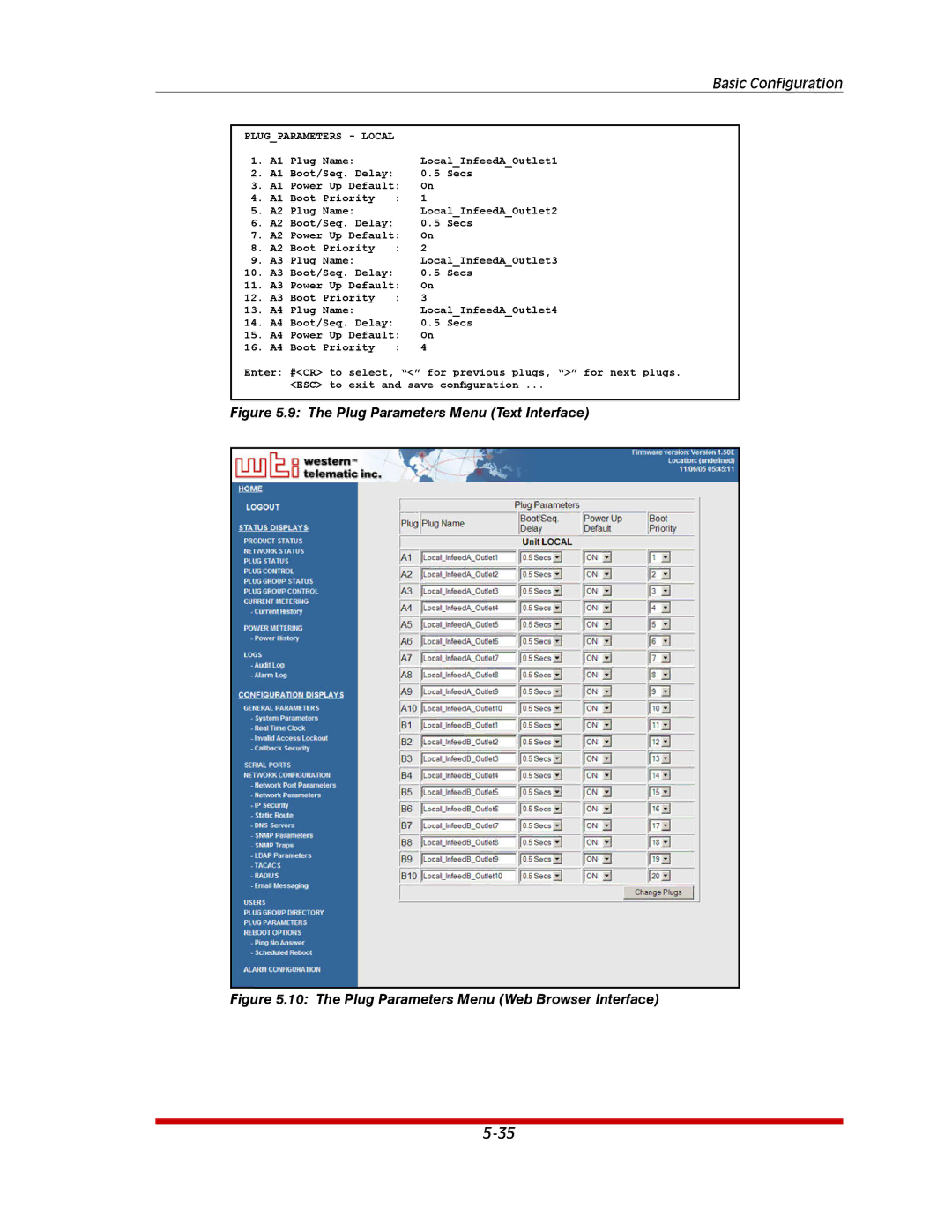 Western Telematic MPC-20VS20-2, MPC-20VD20-2, MPC-20VD20-1, MPC-20V-1 MPC-8H-2, MPC-8H-1 Plug Parameters Menu Text Interface 