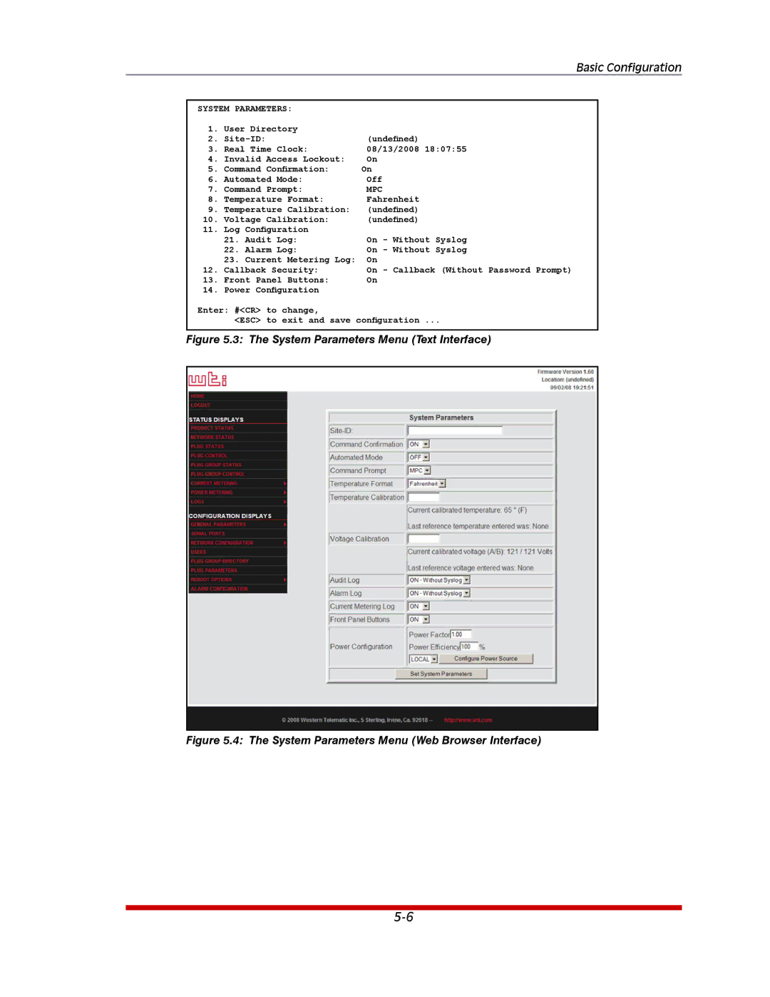 Western Telematic MPC-20VS32-3, MPC-20VD20-2, MPC-20VS20-2, MPC-20VD16-3, MPC-20VS16-3 System Parameters Menu Text Interface 