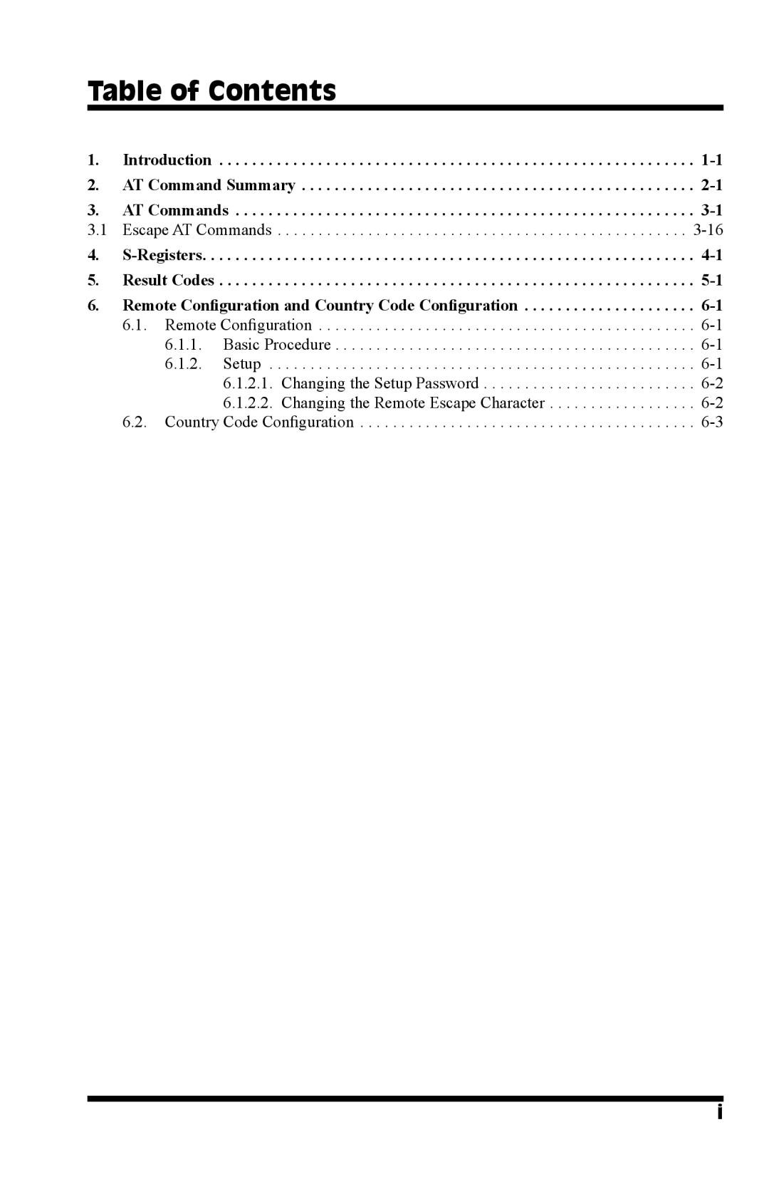 Western Telematic MT5634 manual Table of Contents 