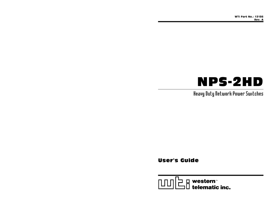 Western Telematic NPS-2HD manual 