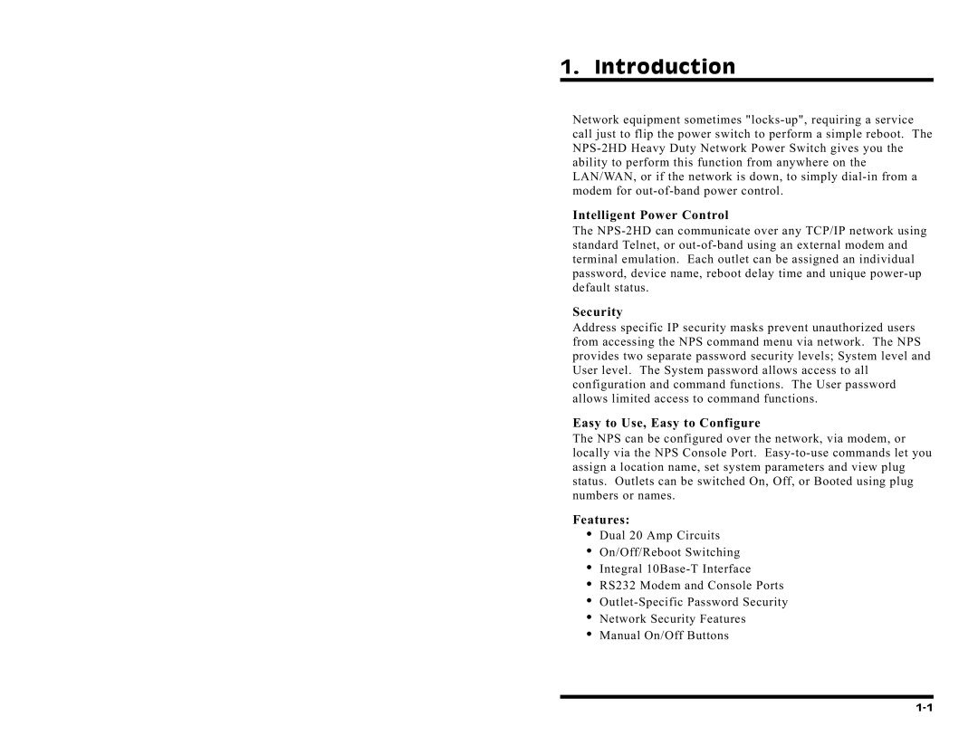 Western Telematic NPS-2HD manual Introduction, Intelligent Power Control 