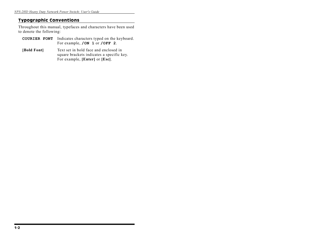 Western Telematic NPS-2HD manual Typographic Conventions 