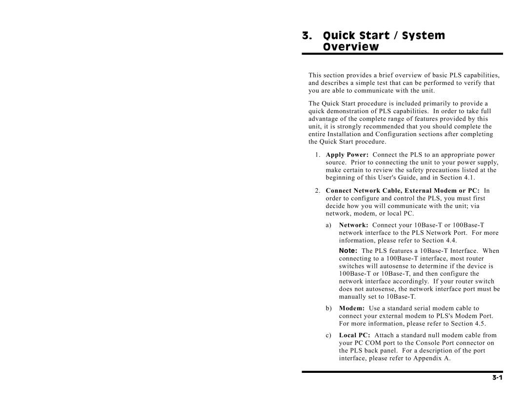 Western Telematic PLS-345 manual Quick Start / System Overview 