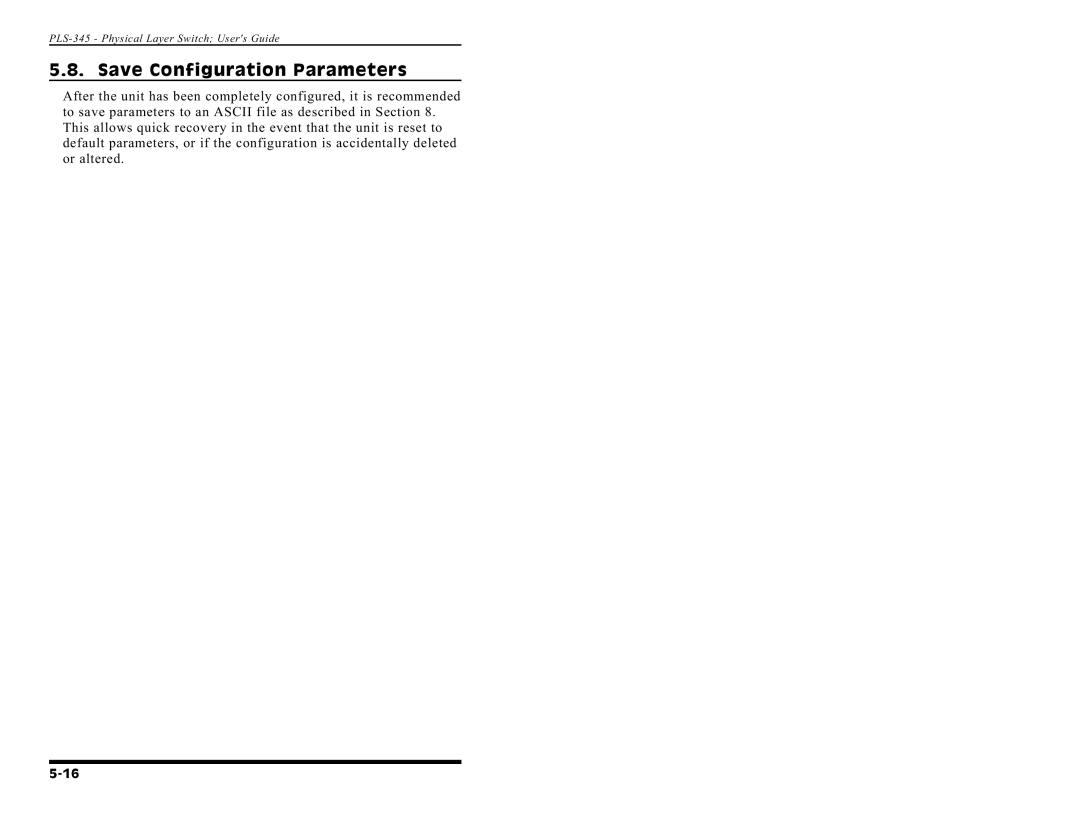 Western Telematic PLS-345 manual Save Configuration Parameters 