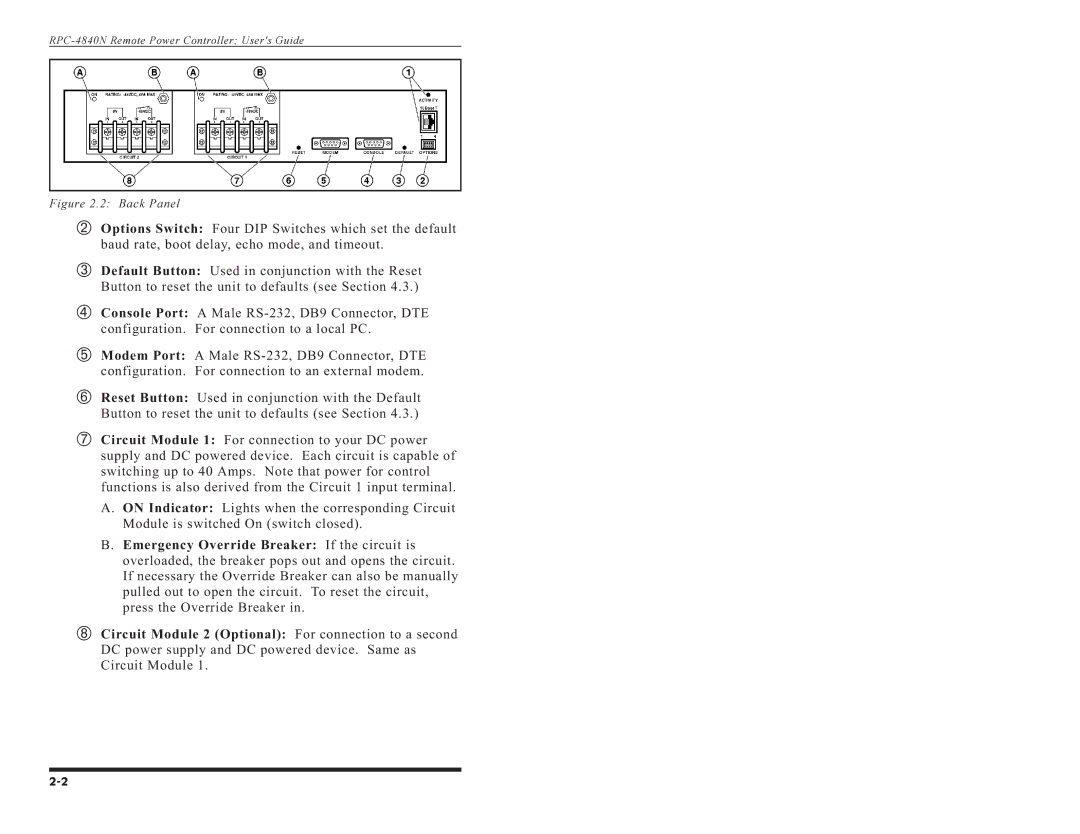 Western Telematic RPC-4840N manual 2BackPanel 