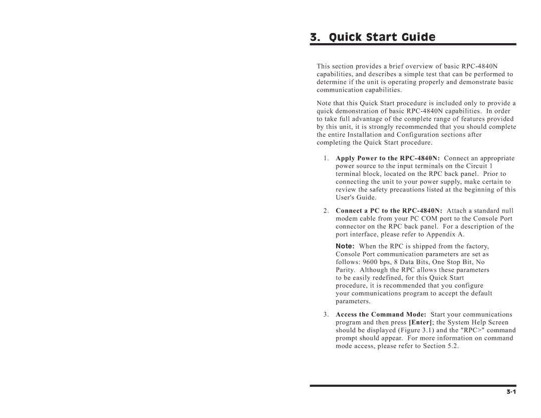 Western Telematic RPC-4840N manual Quick Start Guide 