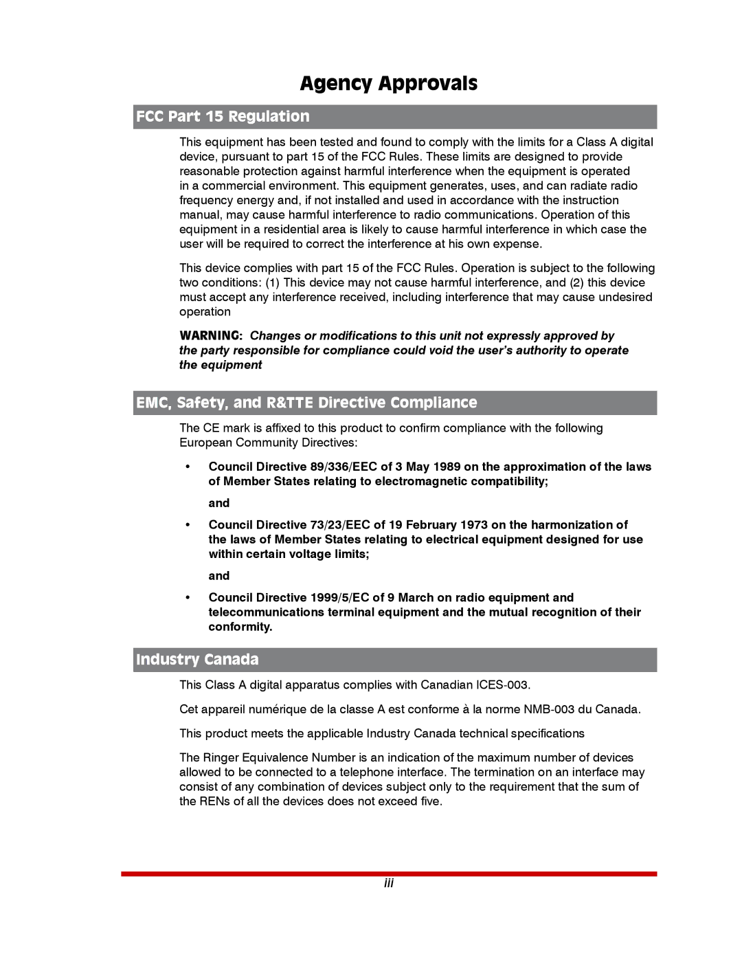 Western Telematic RSM-16DC, RSM-32DC, RSM-8 manual Agency Approvals 