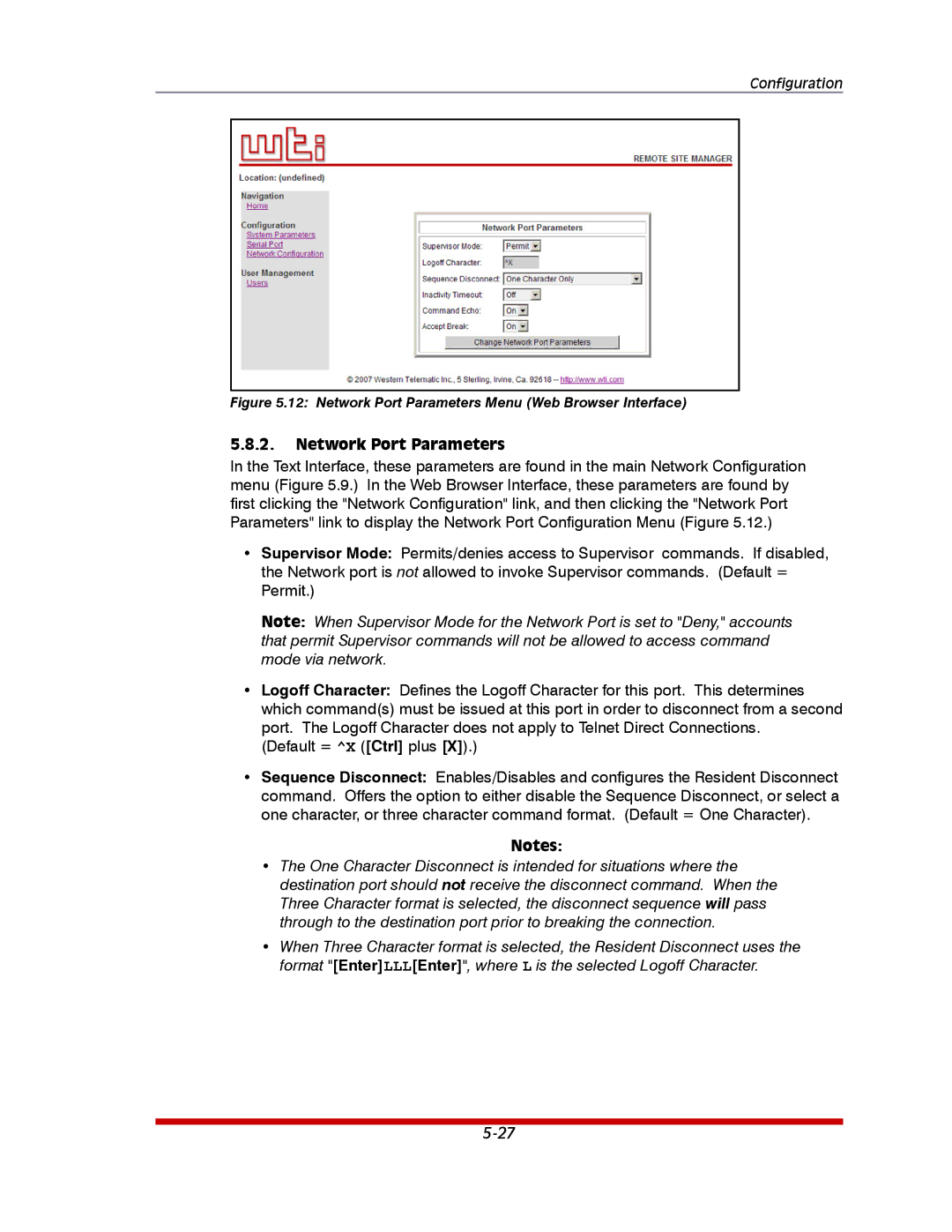 Western Telematic RSM-8, RSM-32DC, RSM-16DC manual Network Port Parameters Menu Web Browser Interface 