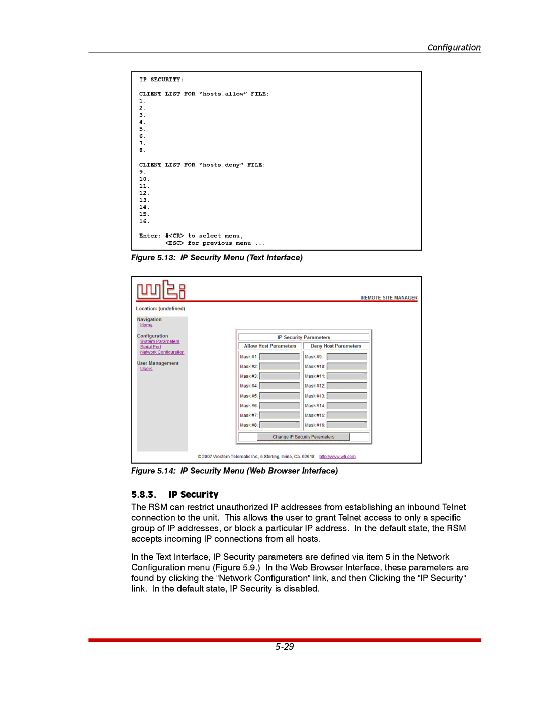 Western Telematic RSM-32DC, RSM-8, RSM-16DC manual IP Security 