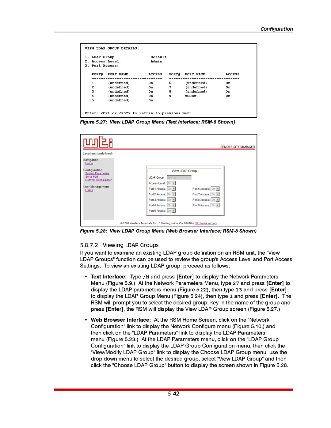 Western Telematic RSM-32DC, RSM-16DC manual View Ldap Group Menu Text Interface RSM-8 Shown 