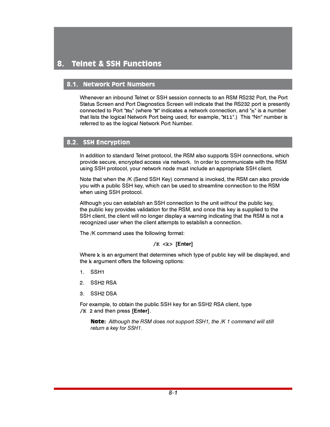 Western Telematic RSM-32DC, RSM-8, RSM-16DC manual Telnet & SSH Functions, Network Port Numbers, SSH Encryption 