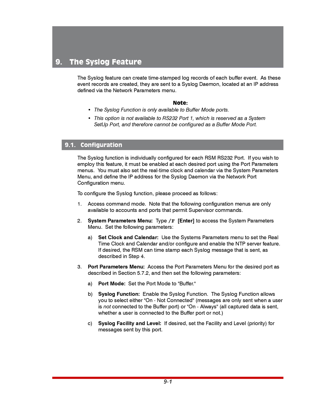 Western Telematic RSM-32DC, RSM-8, RSM-16DC manual Syslog Feature, Configuration 